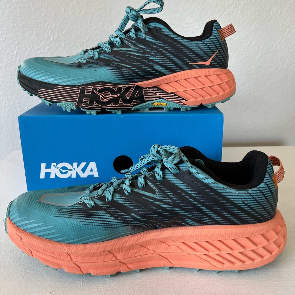 Hoka Women Speedgoat 4 AQUARELLE/CANTALOUPE SIZE 9